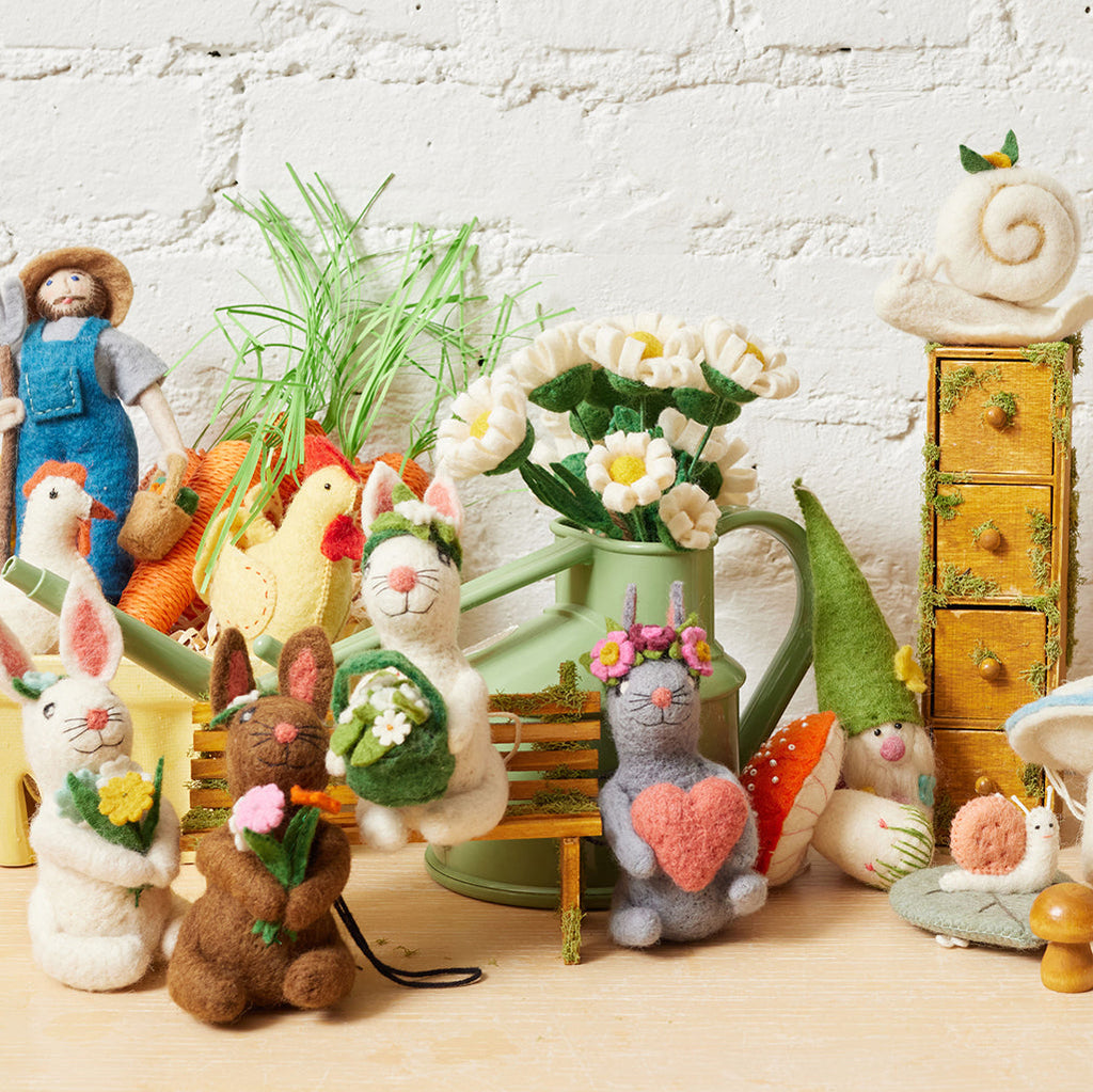 Spring Flowers White Bunny