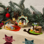 Cat Nativity Wood Ornament