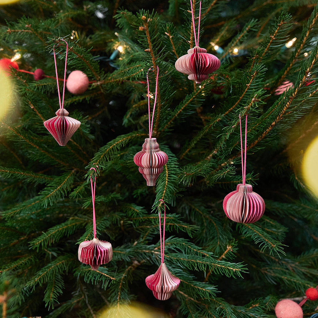 Pink Honeycomb Paper Ornaments