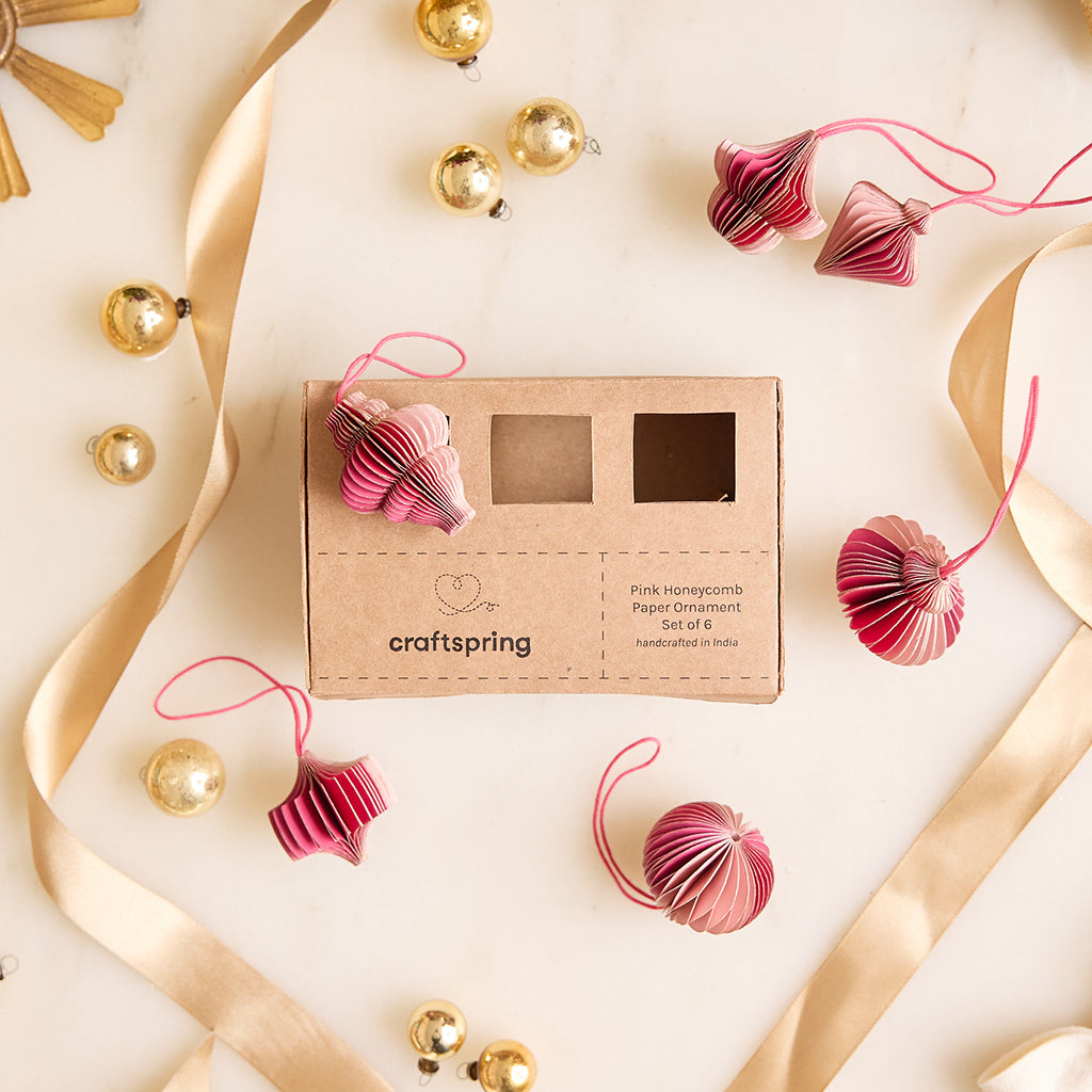Pink Honeycomb Paper Ornaments