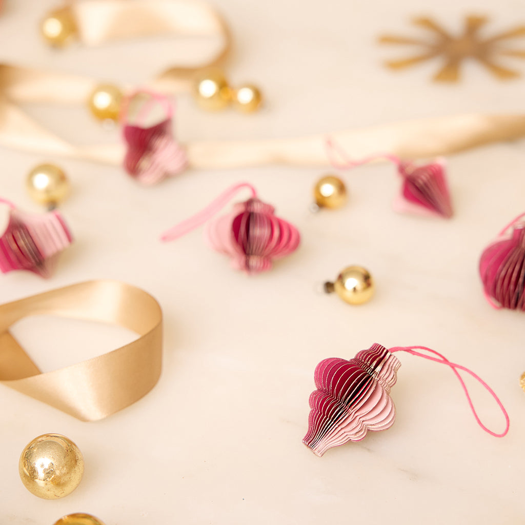 Pink Honeycomb Paper Ornaments