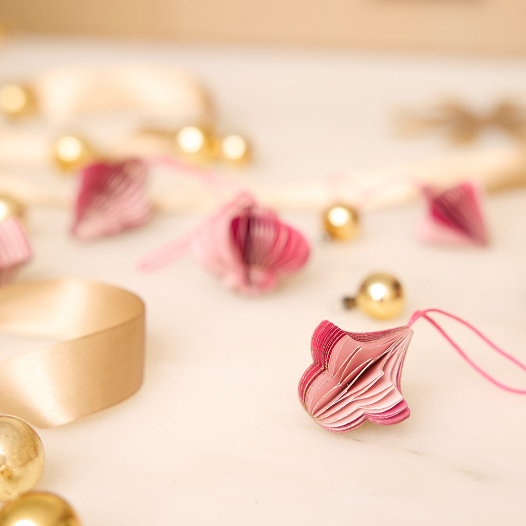Pink Honeycomb Paper Ornaments