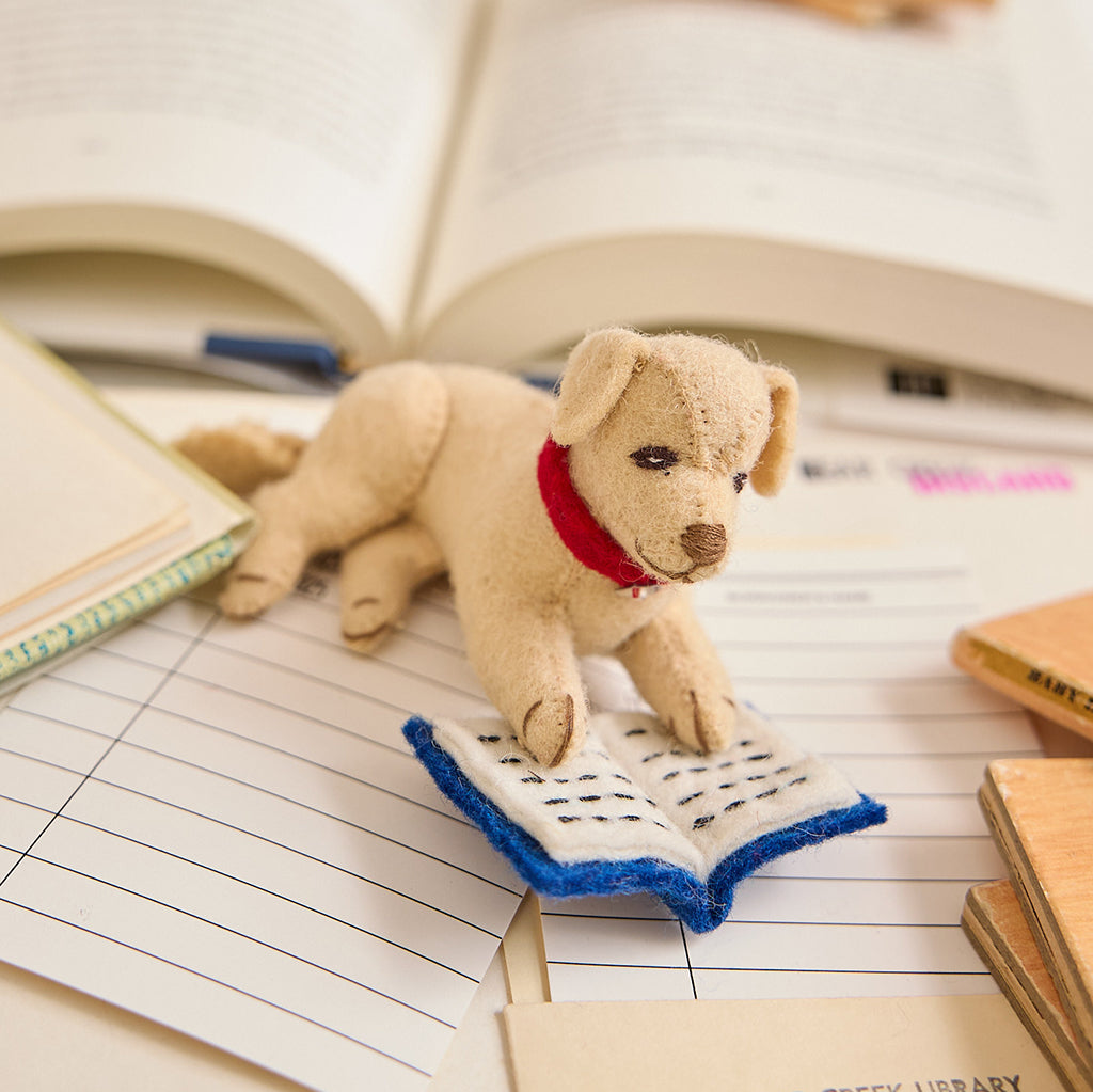 Reading Dog Ornament