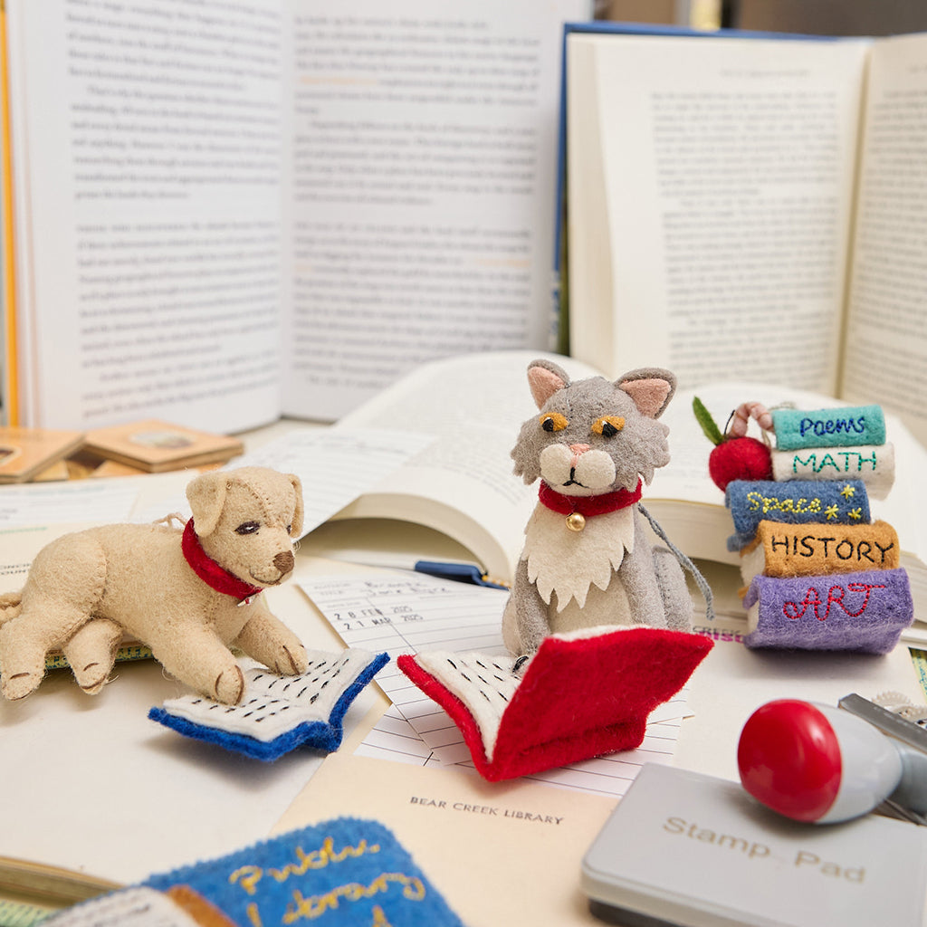 Reading Dog Ornament