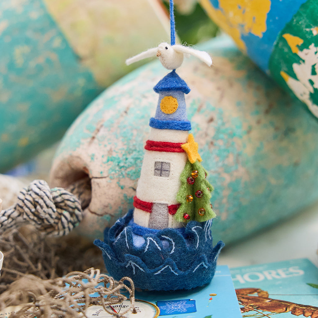 Holiday Lighthouse Ornament