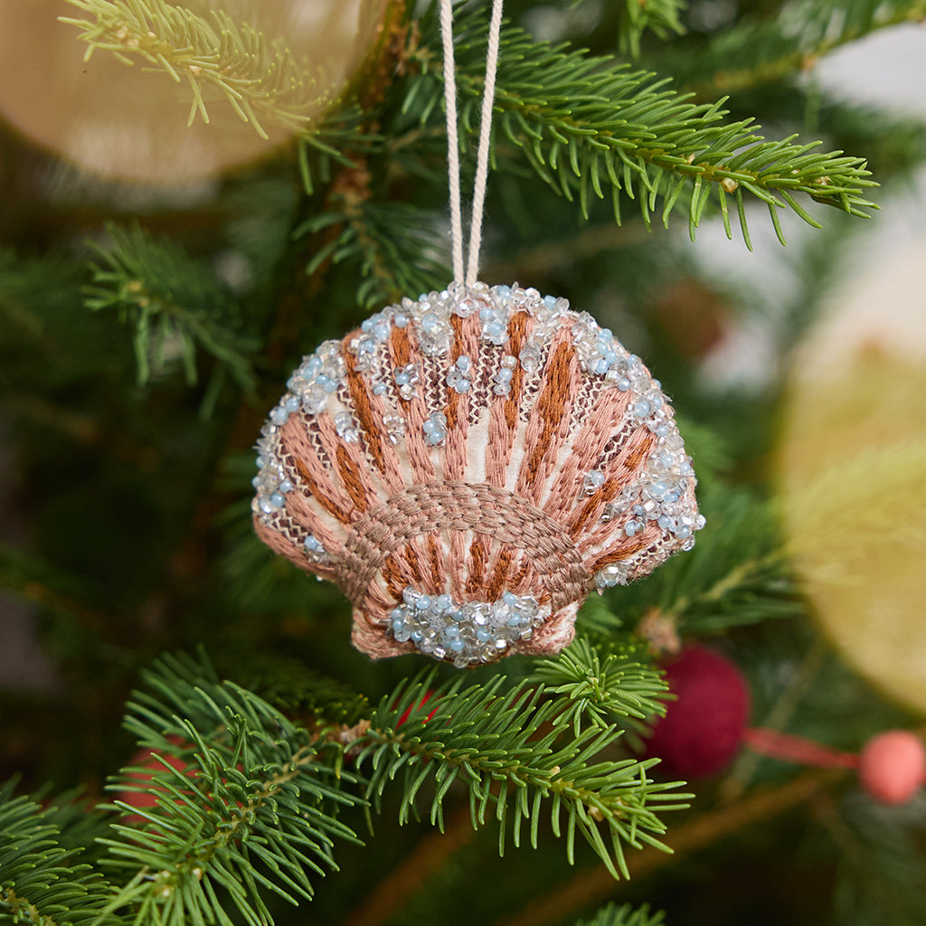 Scallop Shell Beaded Ornament