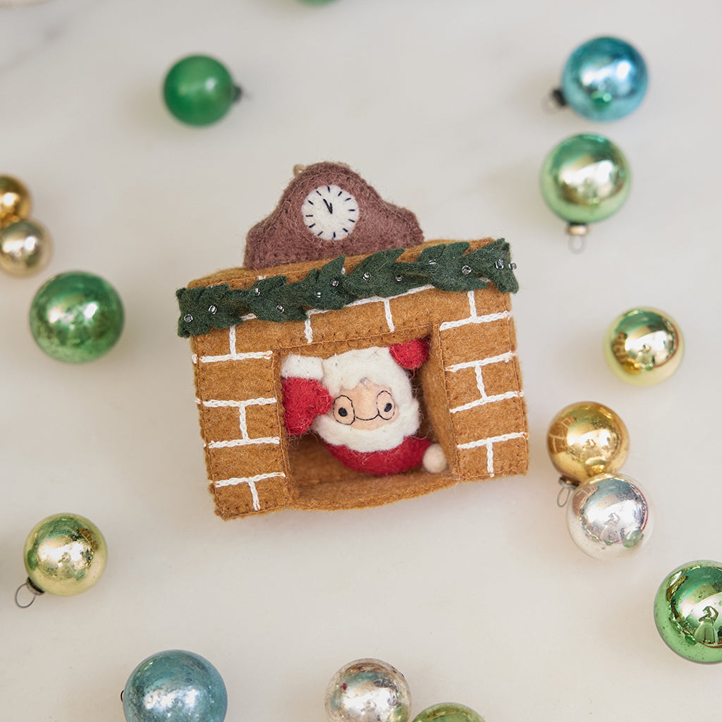 Santa in Fireplace Ornament