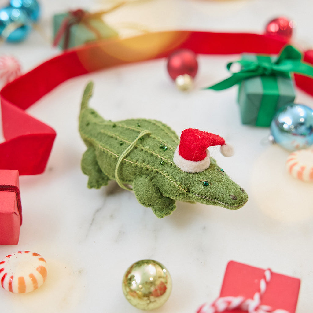 Santa Alligator Ornament