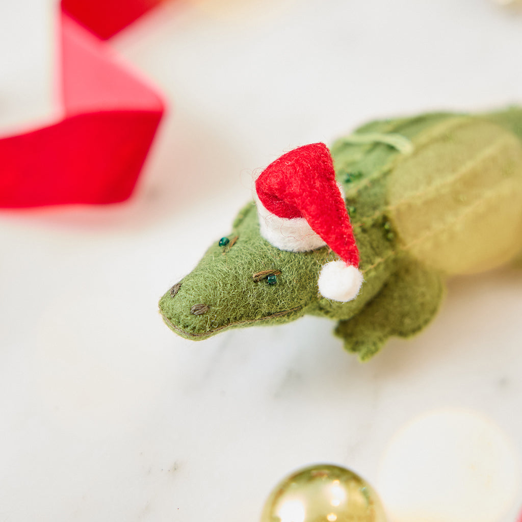 Santa Alligator Ornament