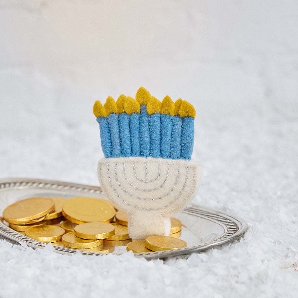 Small Silver Menorah Ornament