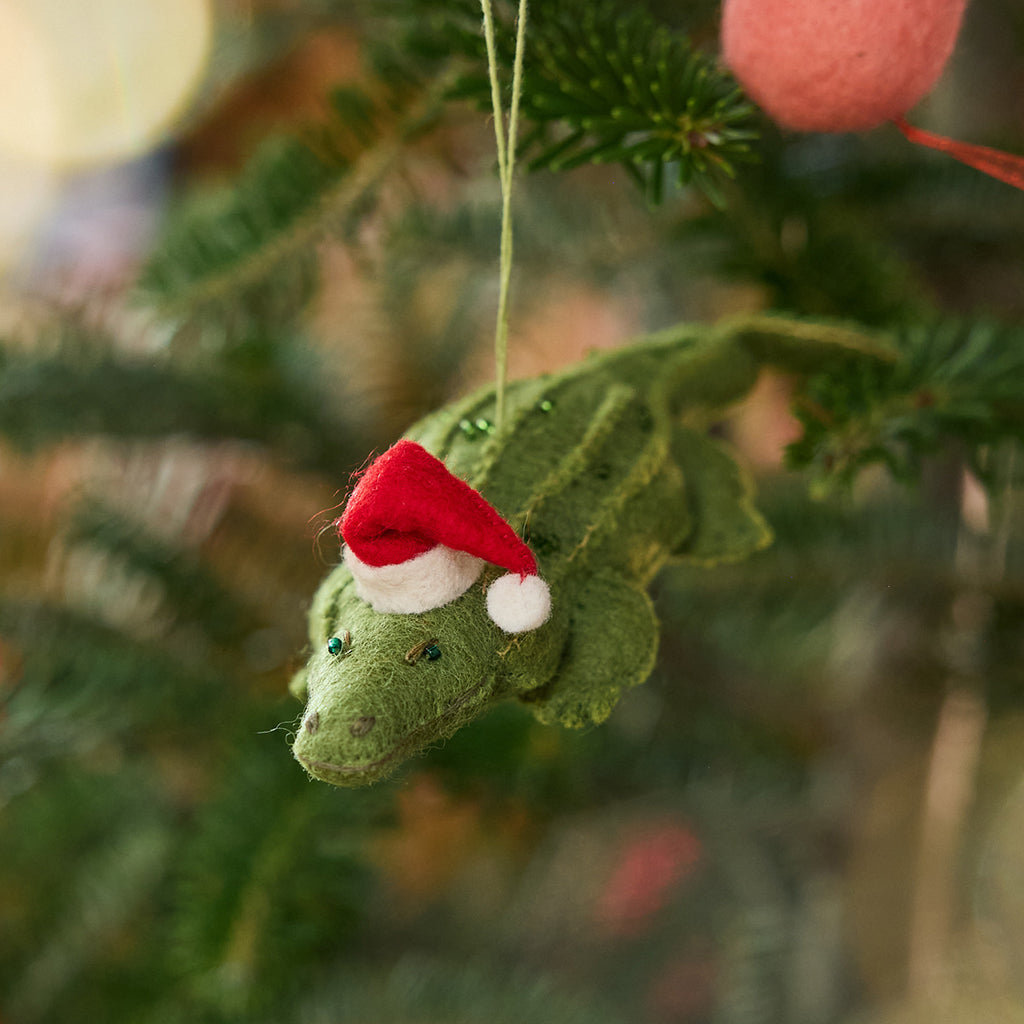 Santa Alligator Ornament