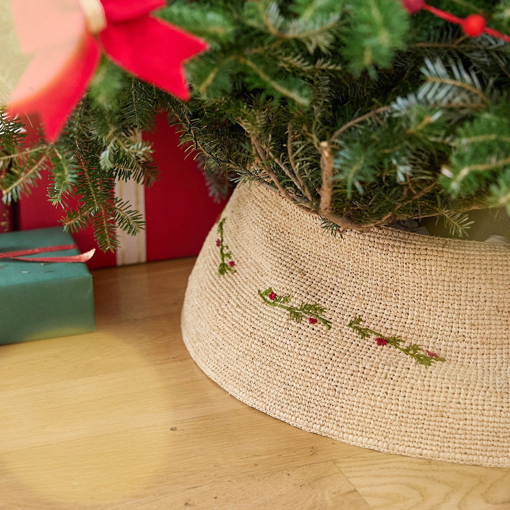 Evergreen Crocheted Raffia Collar