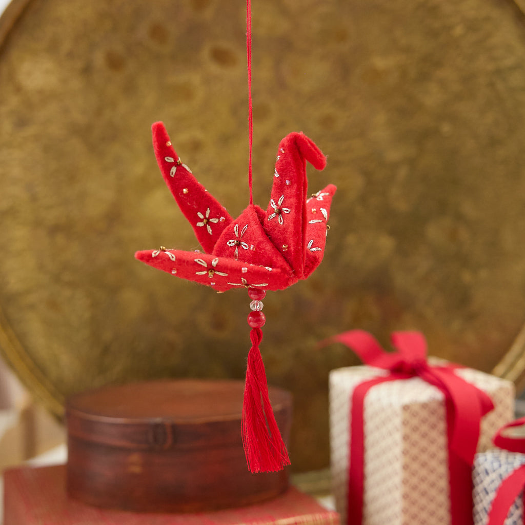 Red Gold Origami Crane