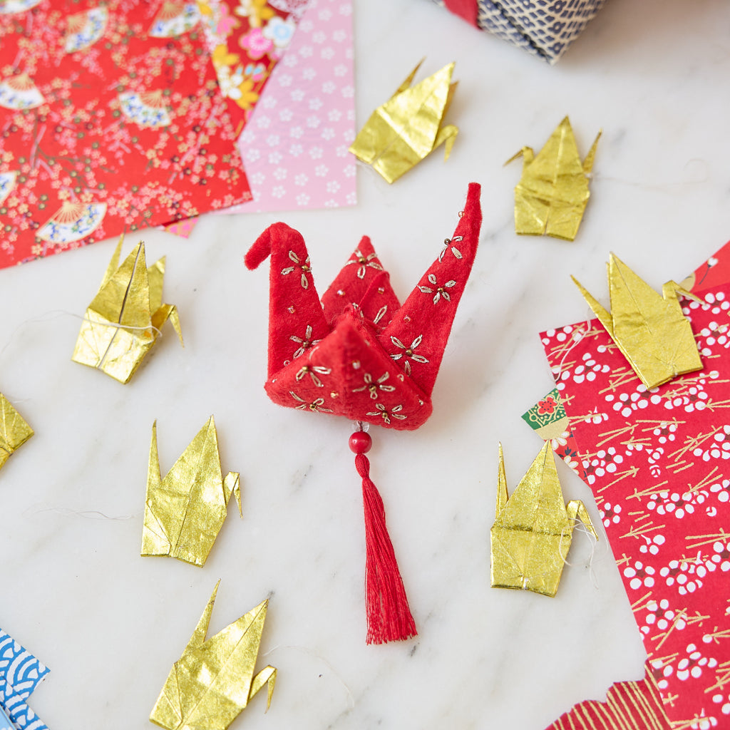 Red Gold Origami Crane