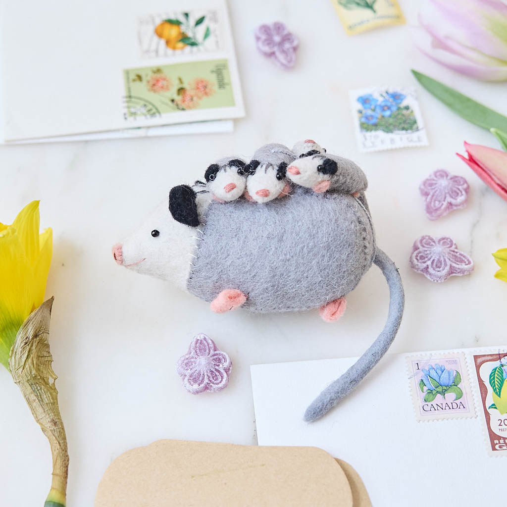 Opossum with Babies Ornament