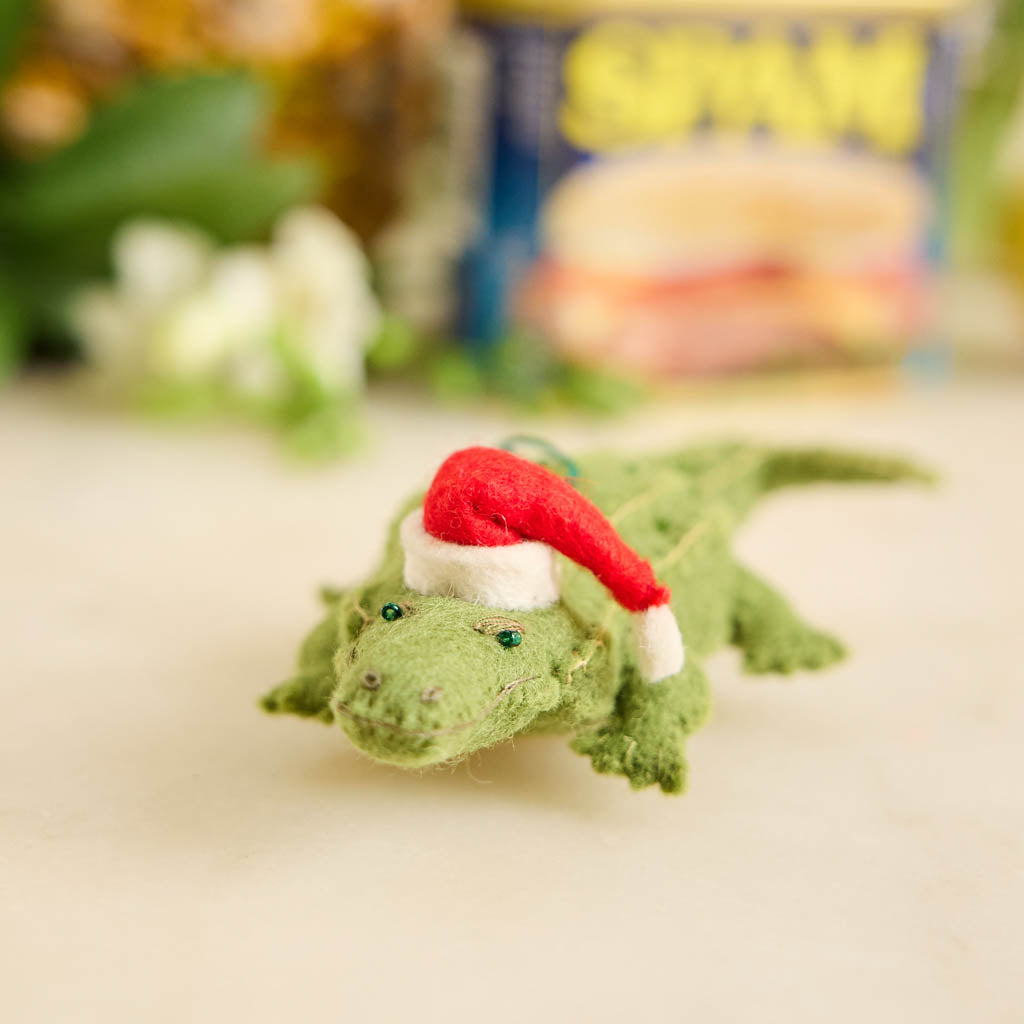 Santa Alligator Ornament