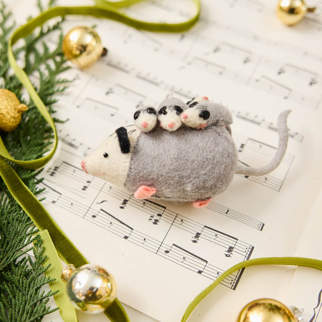 Opossum with Babies Ornament