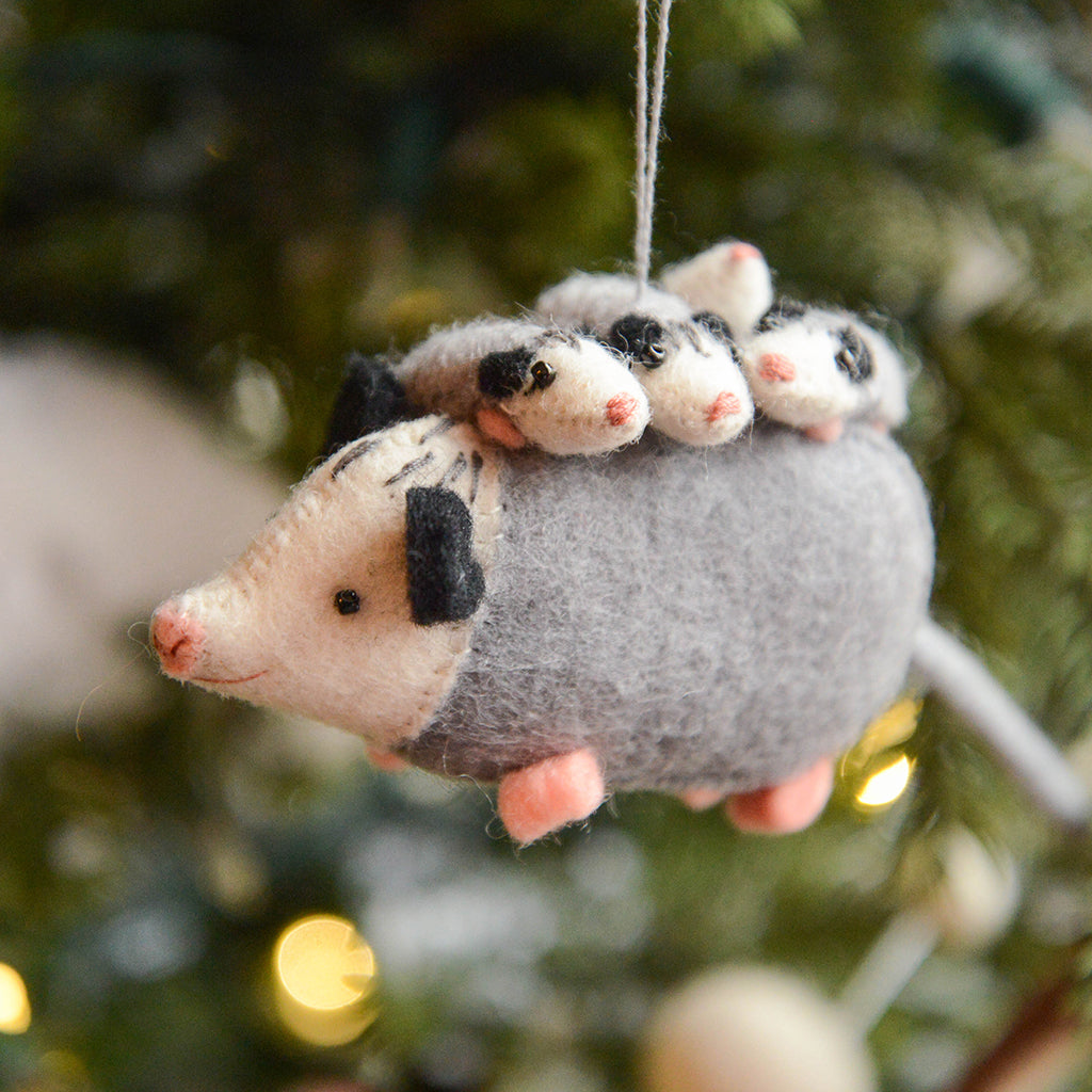 Opossum with Babies Ornament