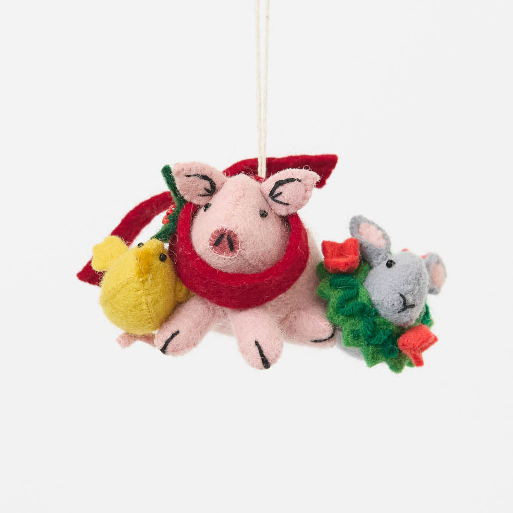 Festive Farm Animals Ornament