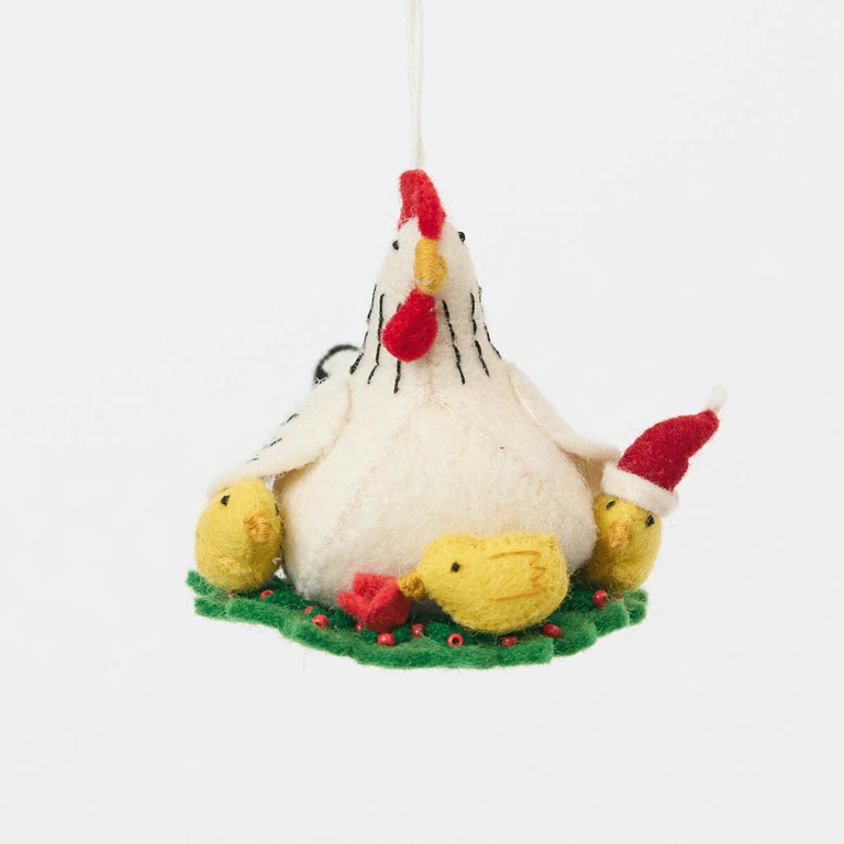 Hen with Chicks Ornament