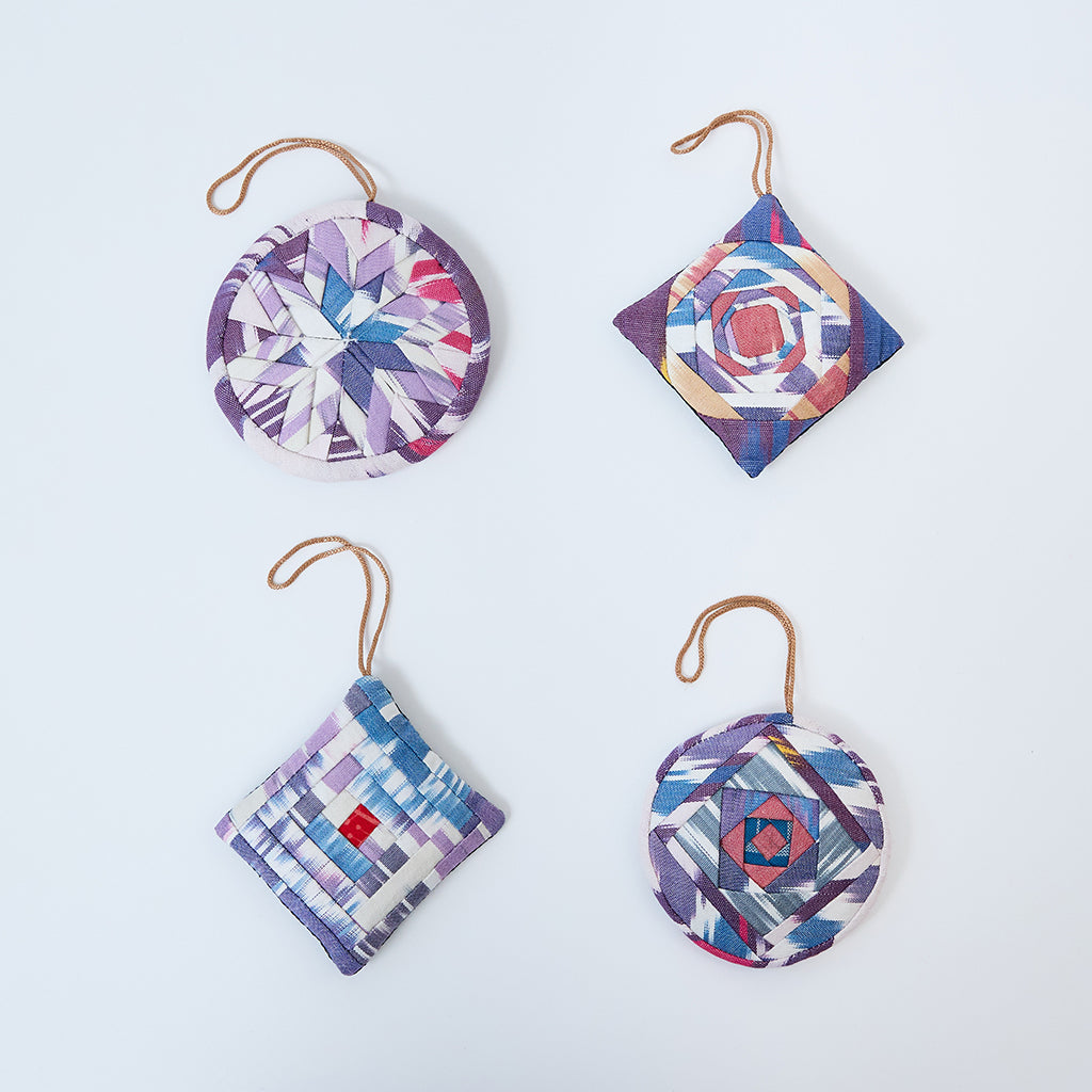 Ikat Quilted Ornaments