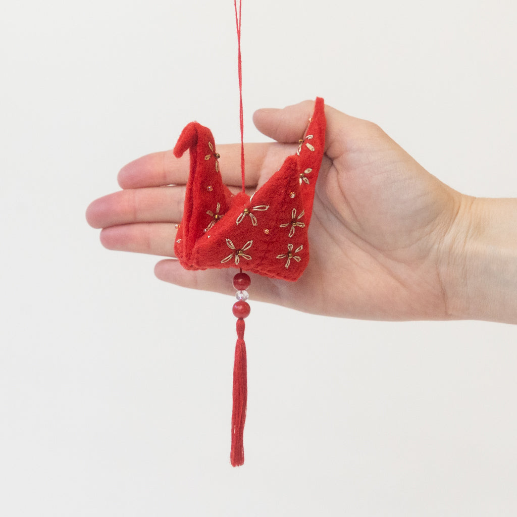 Red Gold Origami Crane