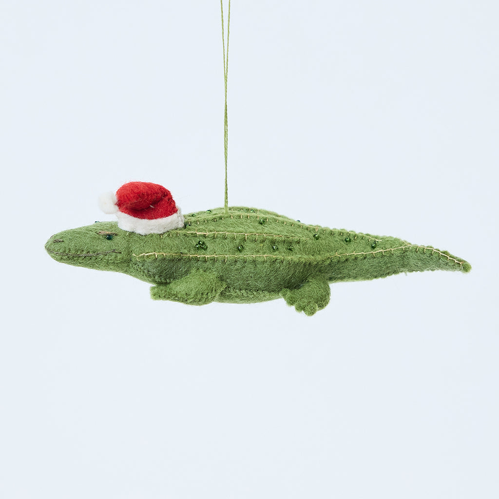 Santa Alligator Ornament