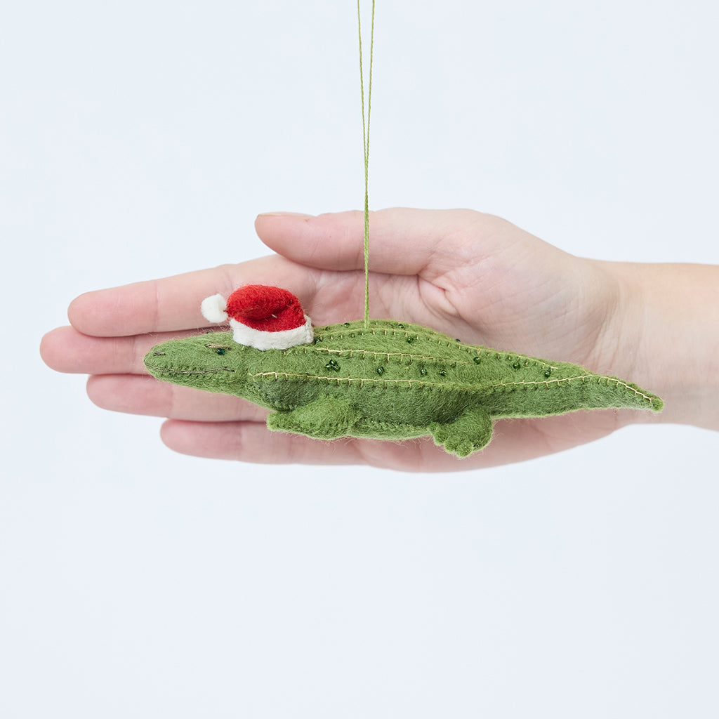 Santa Alligator Ornament