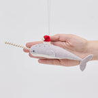 Santa Gray-Blue Narwhal Ornament