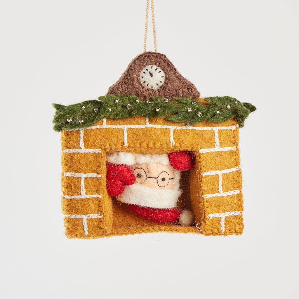 Santa in Fireplace Ornament