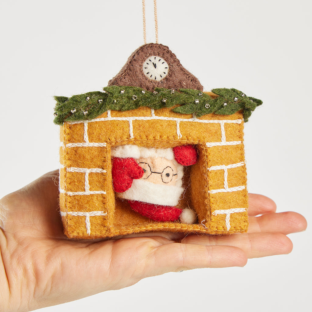 Santa in Fireplace Ornament