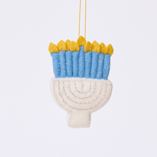 Small Silver Menorah Ornament