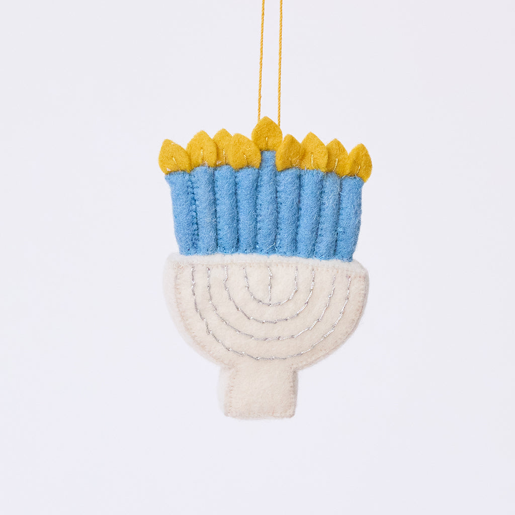 Small Silver Menorah Ornament