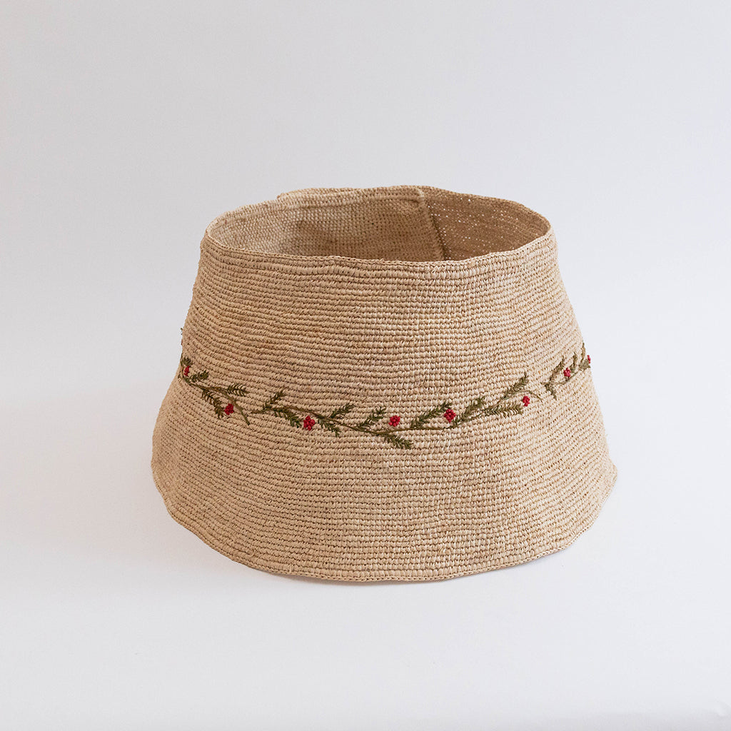 Evergreen Crocheted Raffia Collar