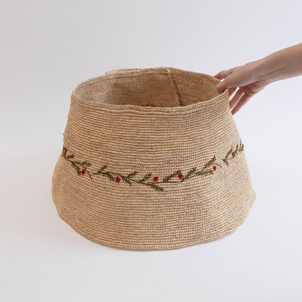 Evergreen Crocheted Raffia Collar