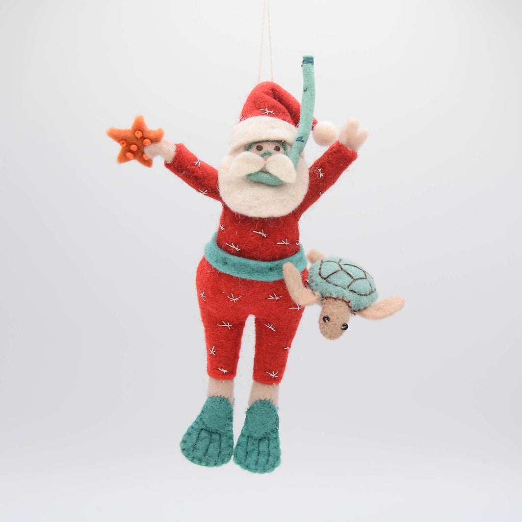 Tropical Snorkel Santa Turtle